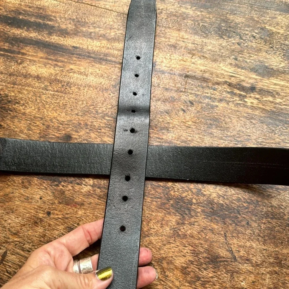 Vintage Solid Brass Belt Buckel 1980 Olympic with Snap-on Leather Belt sz 44
